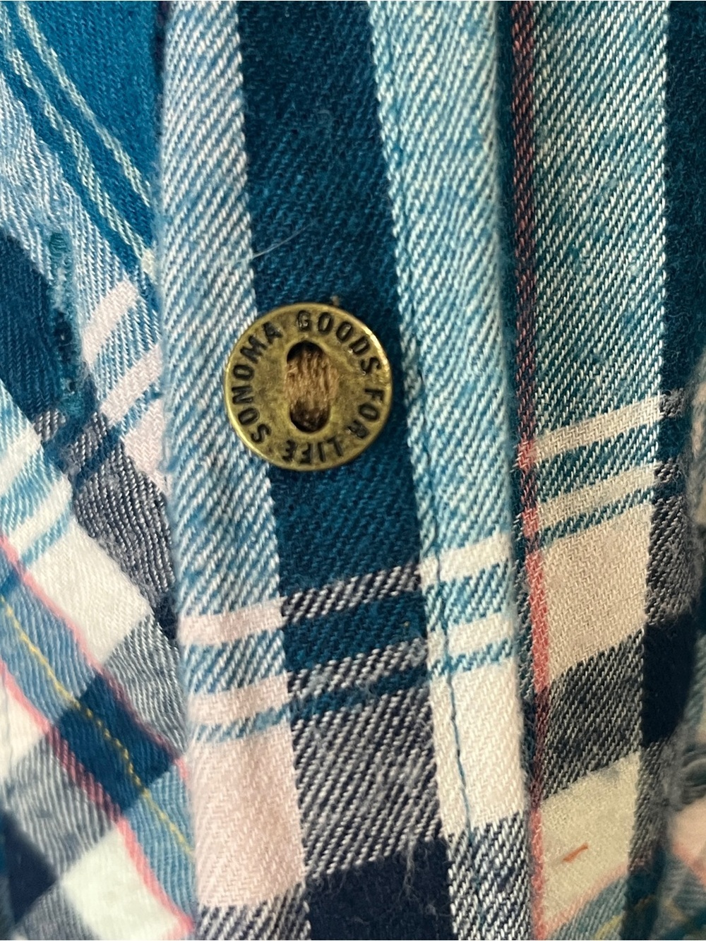 Sonoma Blue and White Plaid Button-Down Shirt - Picture 4 of 10